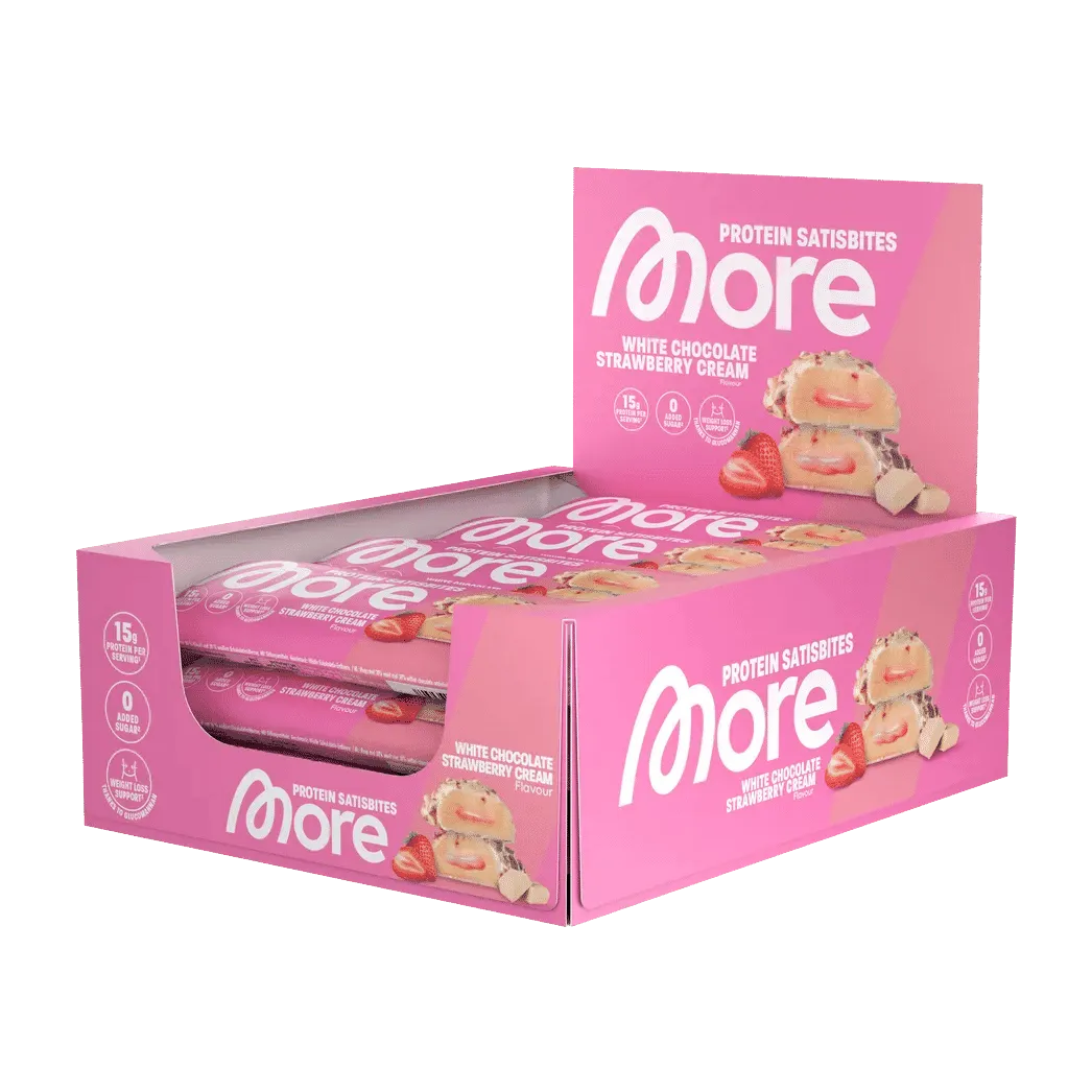 More Nutrition Protein Satisbites | 2x25g - White Chocolate Strawberry Cream / 12 x 2x25g - fitgrade.ch