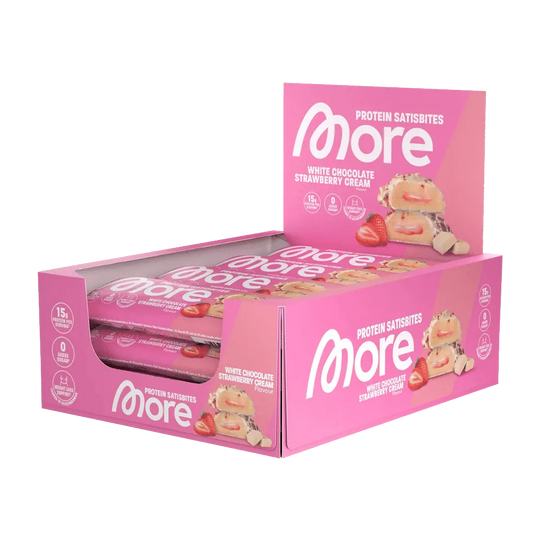 More Nutrition Protein Satisbites | 2x25g - White Chocolate Strawberry Cream / 12 x 2x25g - fitgrade.ch