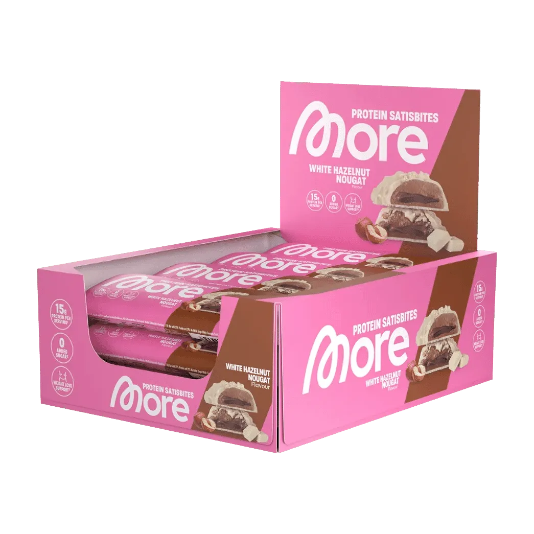 More Nutrition Protein Satisbites | 2x25g - White Hazelnut Nougat / 12 x 2x25g - fitgrade.ch