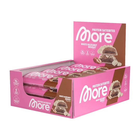 More Nutrition Protein Satisbites | 2x25g - White Hazelnut Nougat / 12 x 2x25g - fitgrade.ch