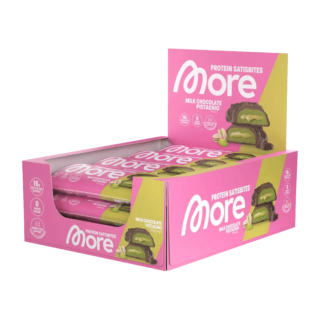 More Nutrition Protein Satisbites | 2x25g - Milk Chocolate Pistachio / 12 x 2x25g - fitgrade.ch