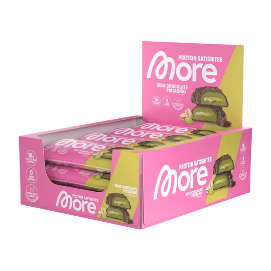 More Nutrition Protein Satisbites | 2x25g - Milk Chocolate Pistachio / 12 x 2x25g - fitgrade.ch