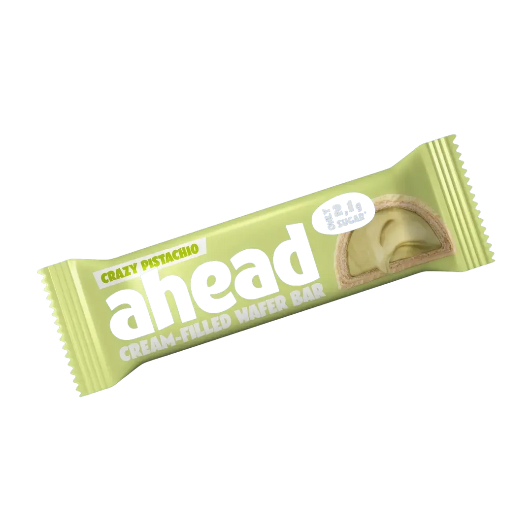 Ahead Cream-Filled Wafer Bar | 30g 12x30g White Crazy Pistachio - fitgrade.ch