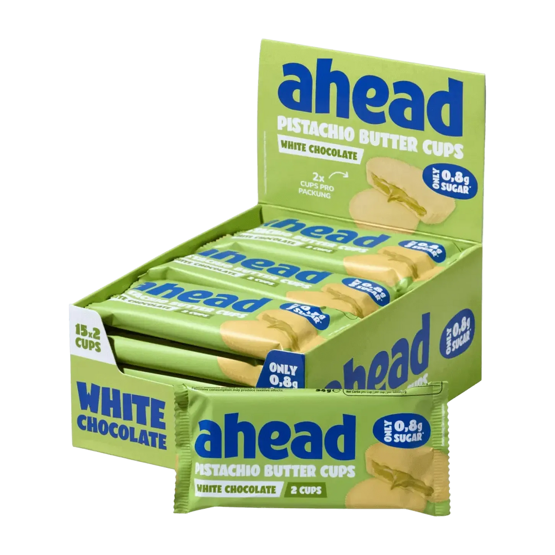 Ahead Cups | 2x17g 2 Cups White Chocolate Pistachio Butter - fitgrade.ch
