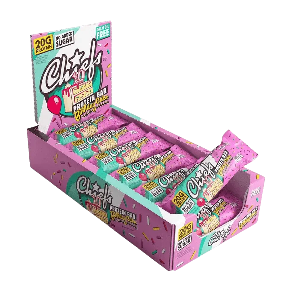 Chiefs Protein Bar | 55g 12x55g Birthday Cake - fitgrade.ch