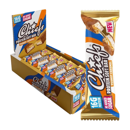 Chiefs Protein Soft Bar | 55g 15x55g Peanut Caramel - fitgrade.ch