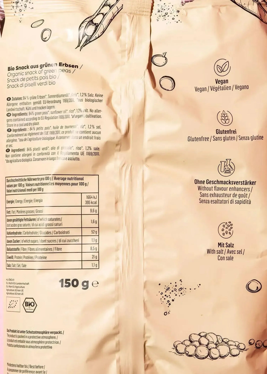 KoRo Bio Erbsenflips mit Meersalz | 150g - fitgrade.ch