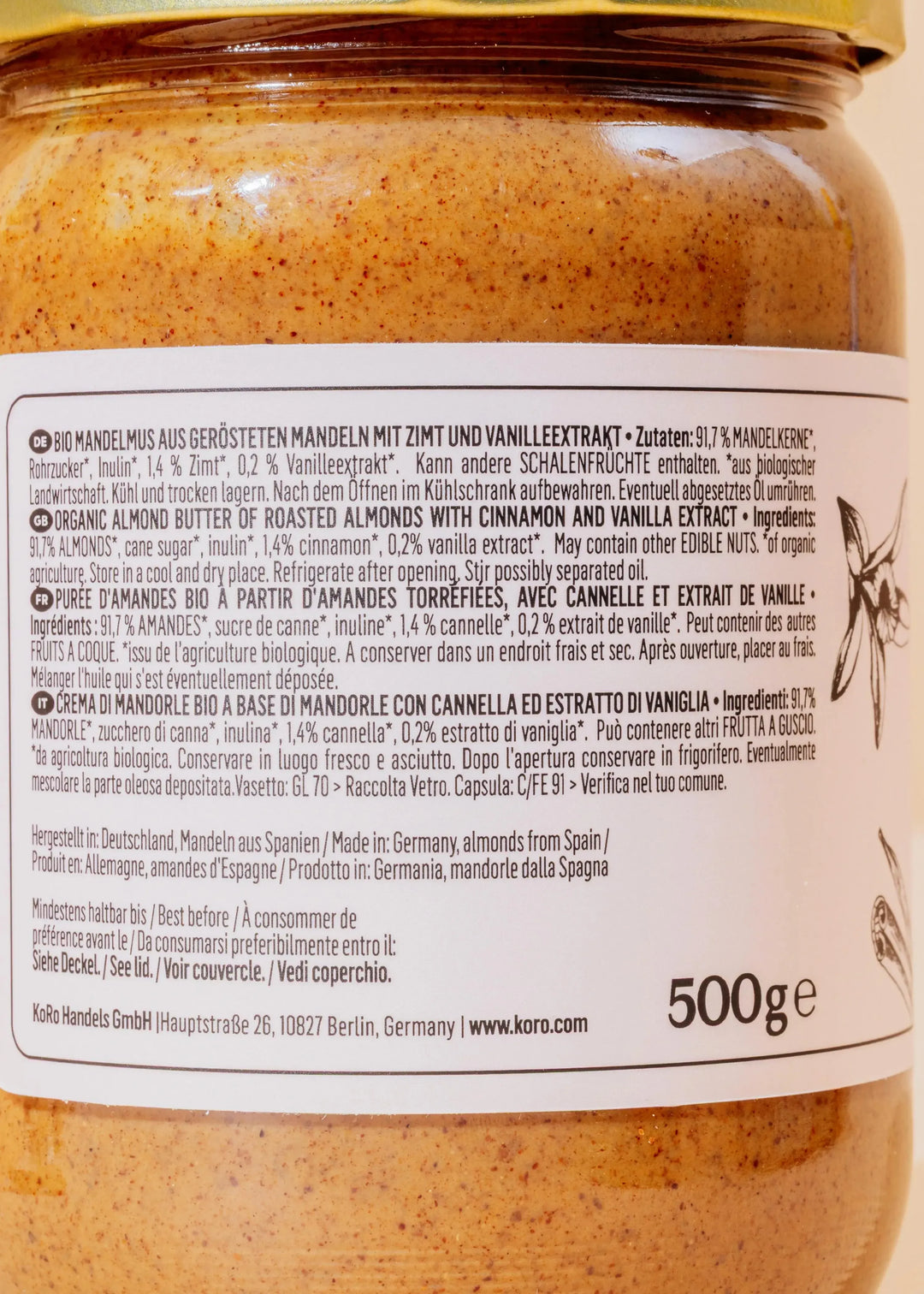 KoRo Bio Mandelmus mit Zimt und Vanille | 500 g - fitgrade.ch