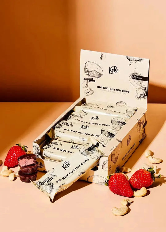 KoRo Bio Nut Butter Cups | 3x13g 12 x 3x13g Cashew Strawberry - fitgrade.ch