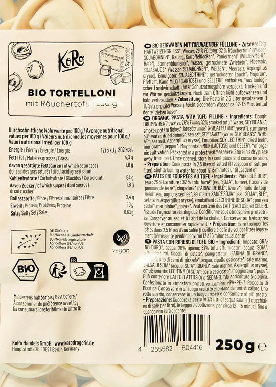 KoRo Bio Tortelloni mit Räuchertofu | 250g - fitgrade.ch