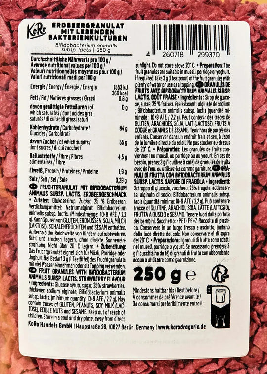 KoRo Erdbeergranulat mit lebenden Bakterienkulturen | 250g - fitgrade.ch