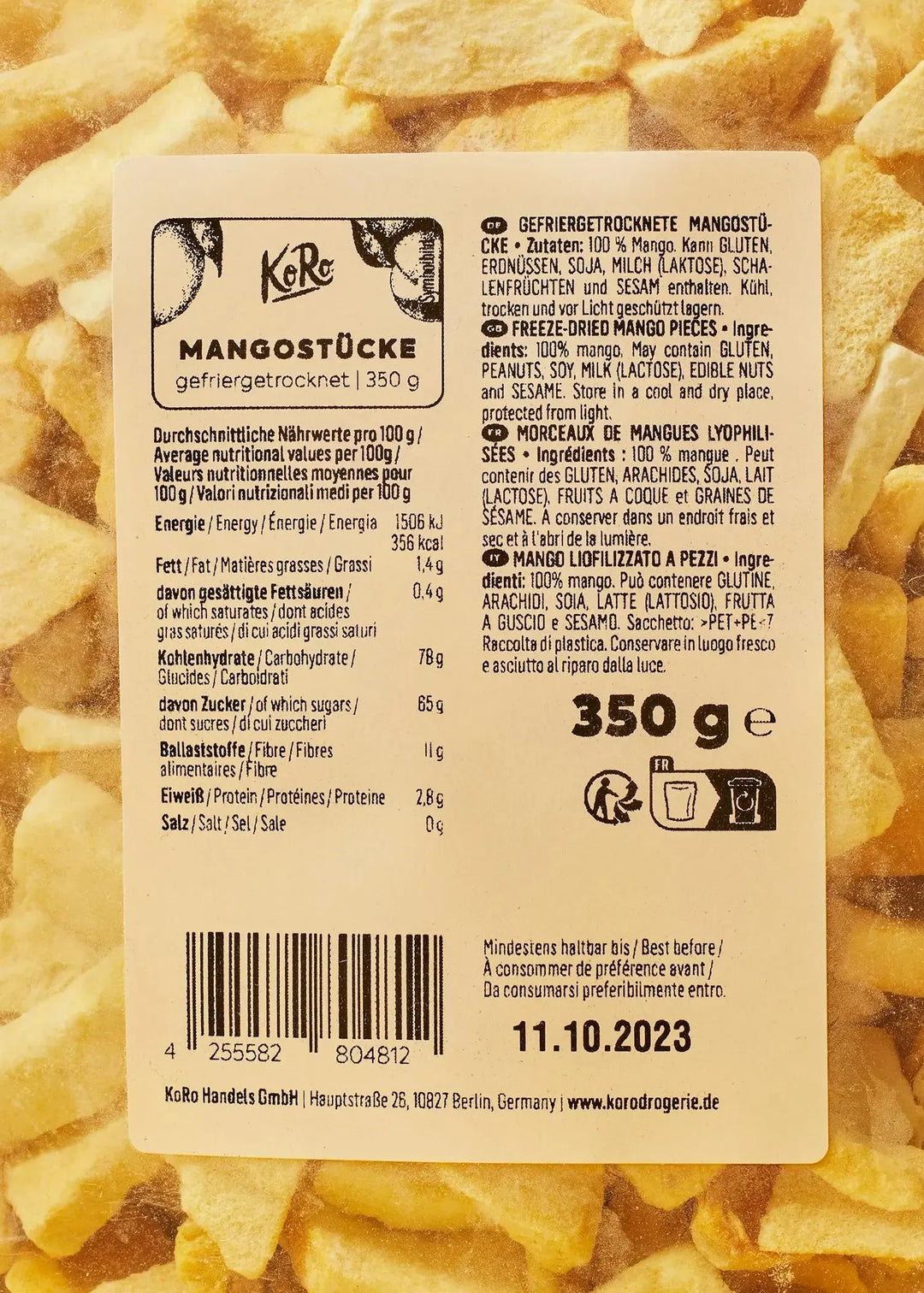 KoRo Gefriergetrocknete Mangostücke | 350g - fitgrade.ch