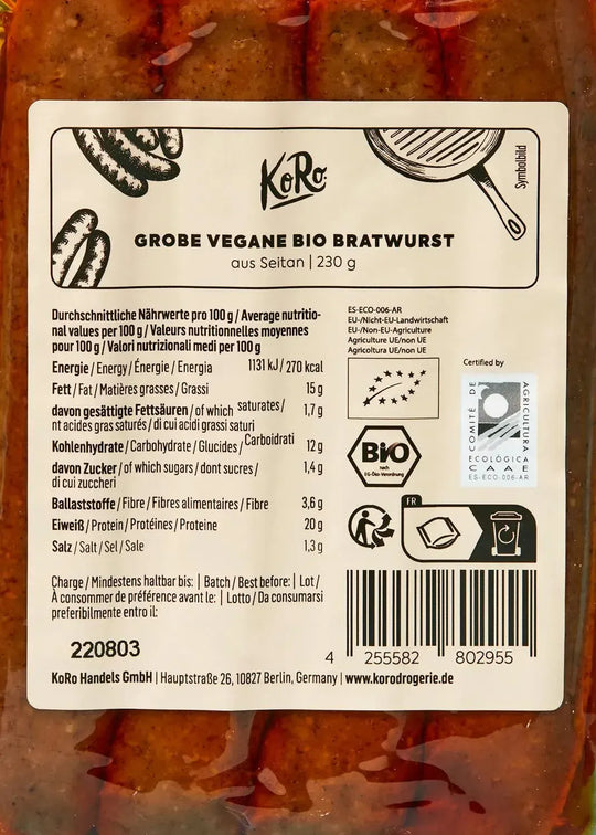 KoRo Grobe vegane Bio Bratwurst | 230g - fitgrade.ch