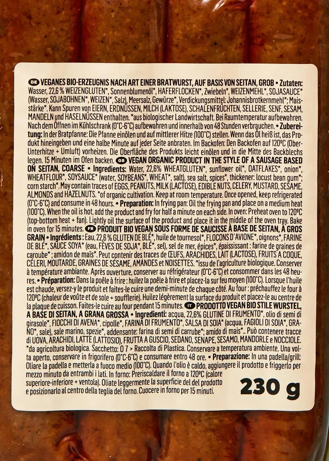 KoRo Grobe vegane Bio Bratwurst | 230g - fitgrade.ch