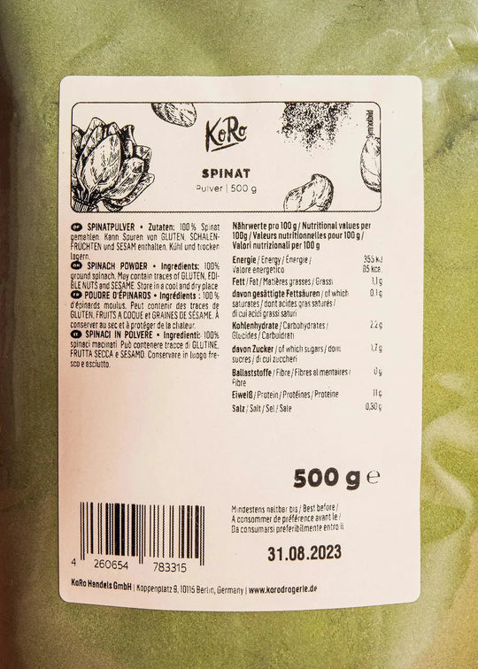 KoRo Spinat Pulver | 500 g - fitgrade.ch