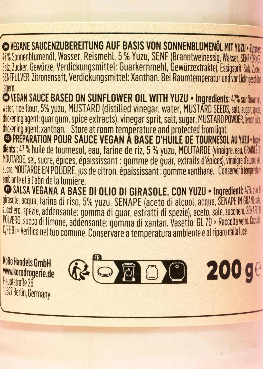 KoRo Vegane Yuzu Mayonnaise | 200g - fitgrade.ch