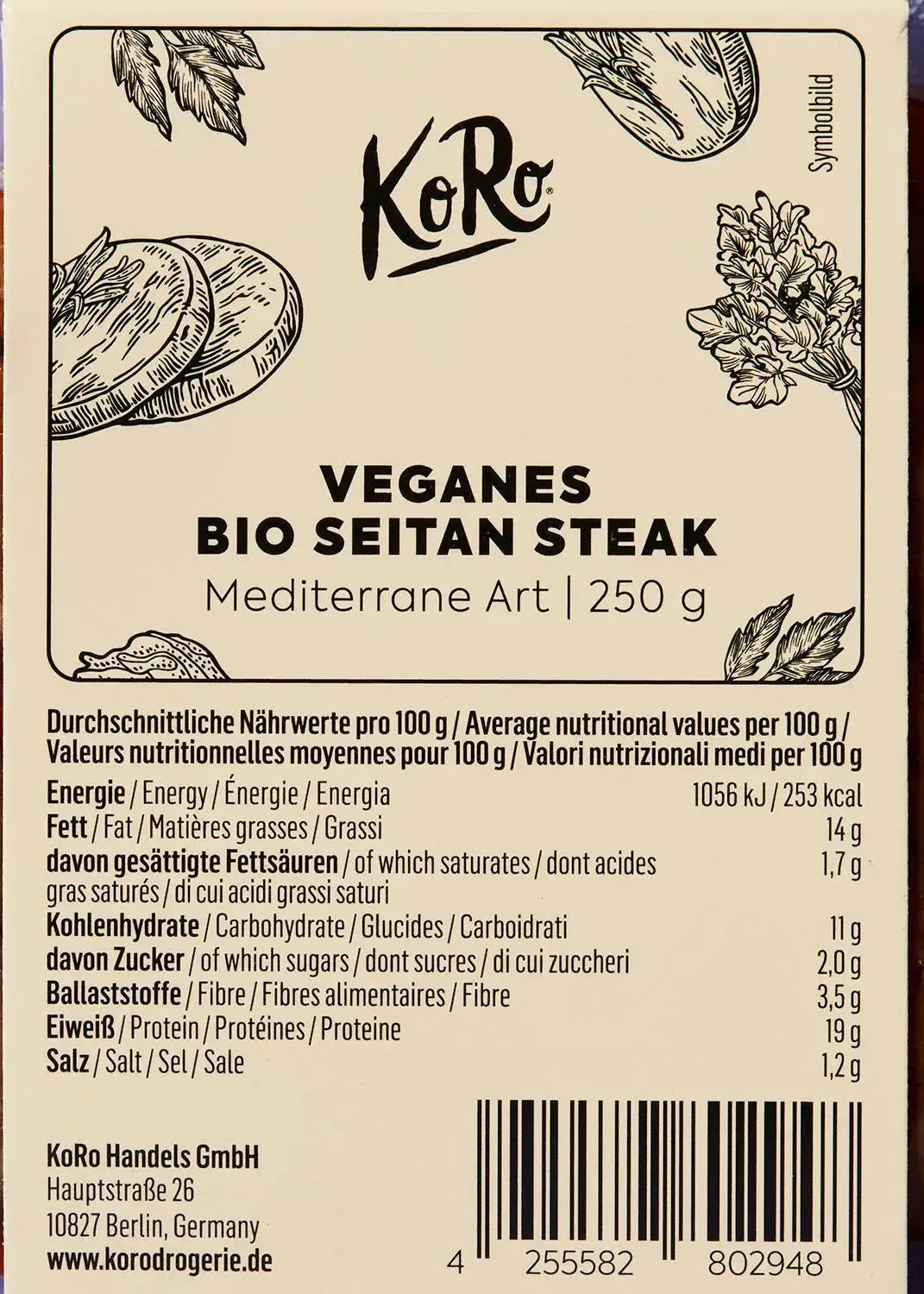 KoRo Veganes Bio Seitan Steak Mediterrane Art | 250g - fitgrade.ch