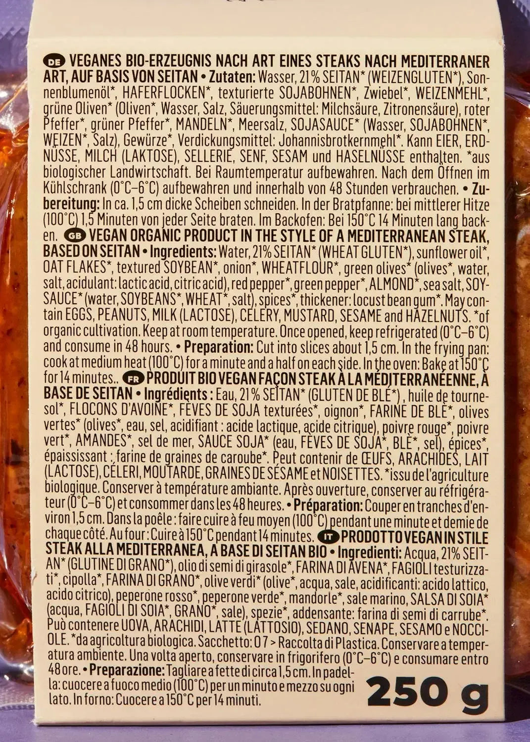 KoRo Veganes Bio Seitan Steak Mediterrane Art | 250g - fitgrade.ch