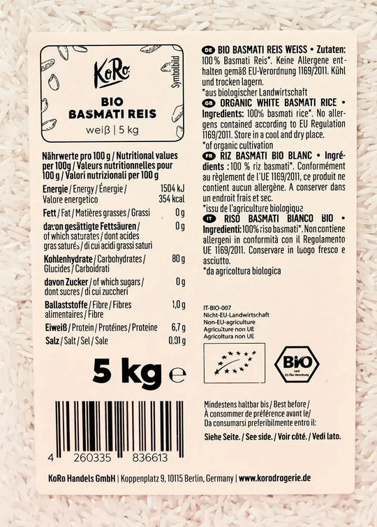 KoRo Weisser Bio Basmati Reis | 5 kg - fitgrade.ch