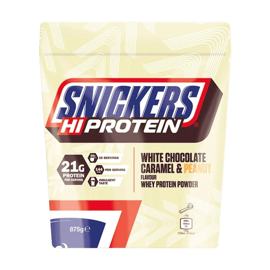 Snickers White Hi-Protein Whey Powder | 875g White Chocolate Caramel & Peanut - fitgrade.ch