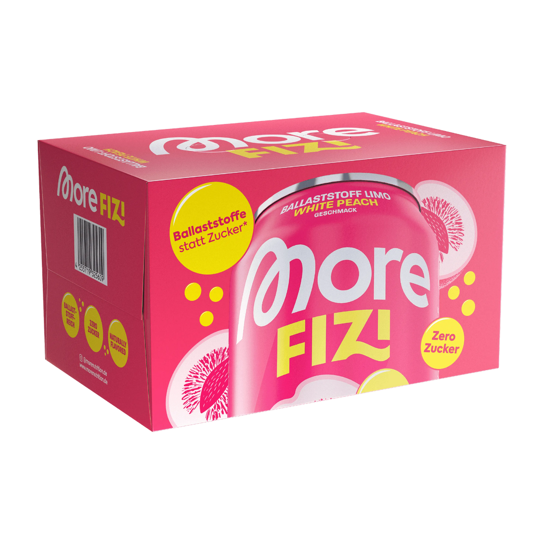More Nutrition More FIZI | 330ml - 6 x 330ml / White Peach - fitgrade.ch