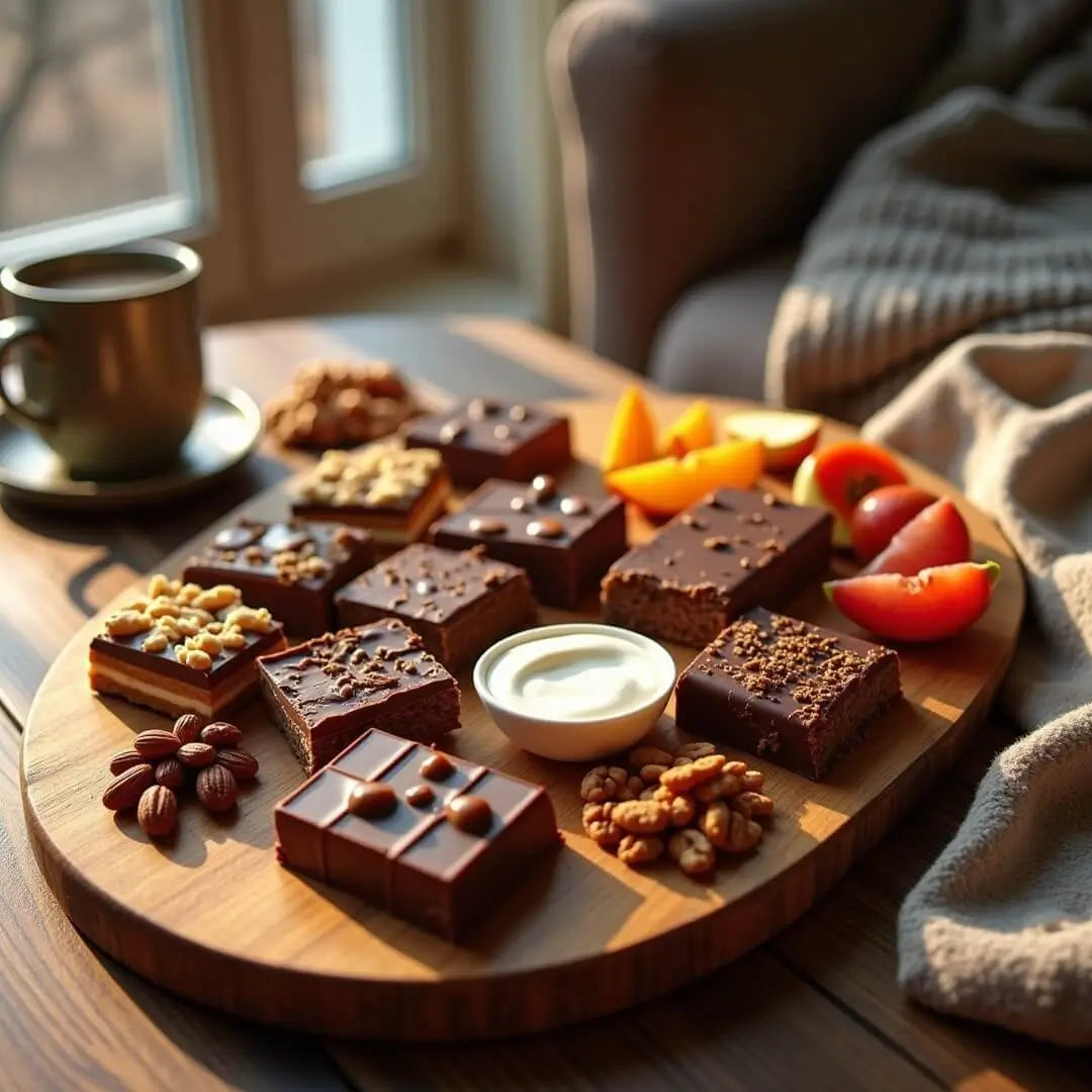 Protein-Snackplatte mit Schoko-Riegeln - fitgrade.ch