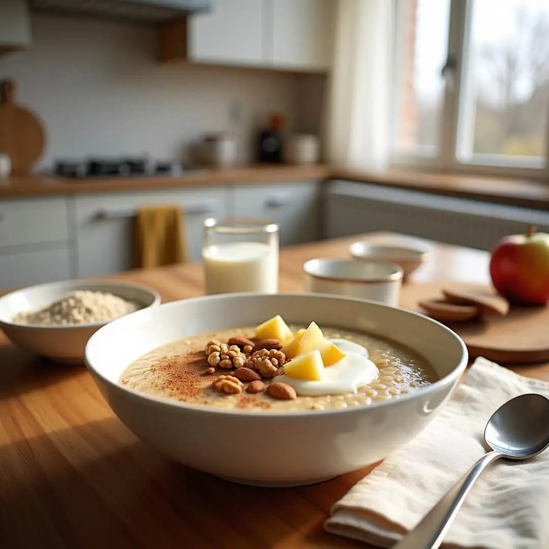 Cremiger Protein-Porridge mit Whey, Apfel und Zimt - fitgrade.ch