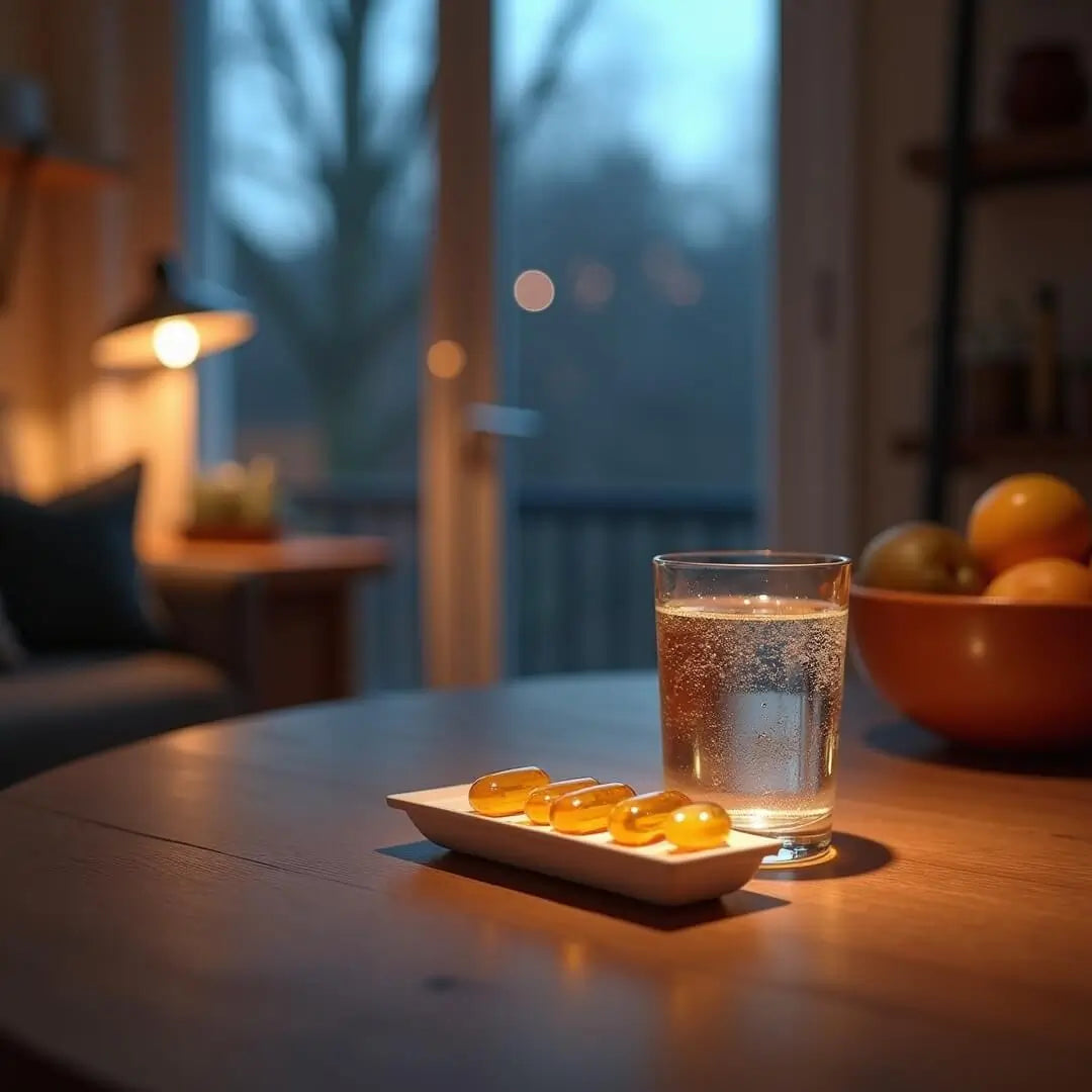 Curcumin-Routine am Abend mit Wasser und Wochenplaner - fitgrade.ch