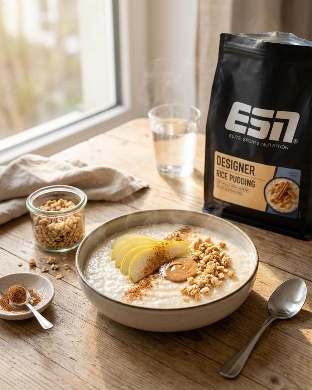 Warme Birnen-Protein-Rice-Bowl - fitgrade.ch