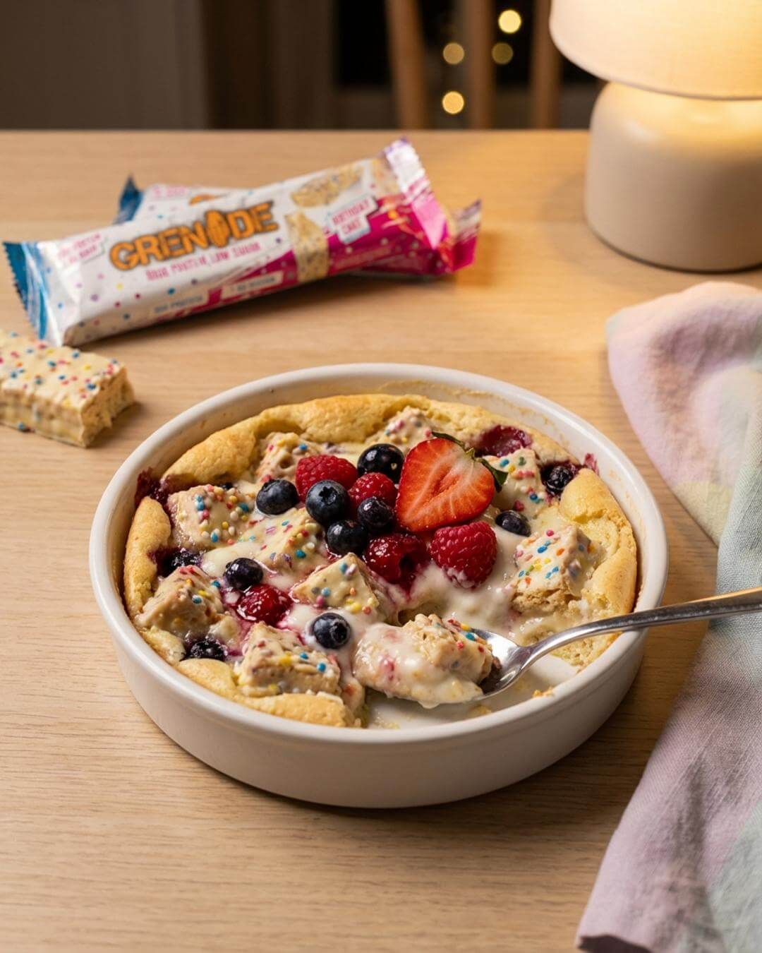 Warmer Birthday-Protein-Crumble - fitgrade.ch