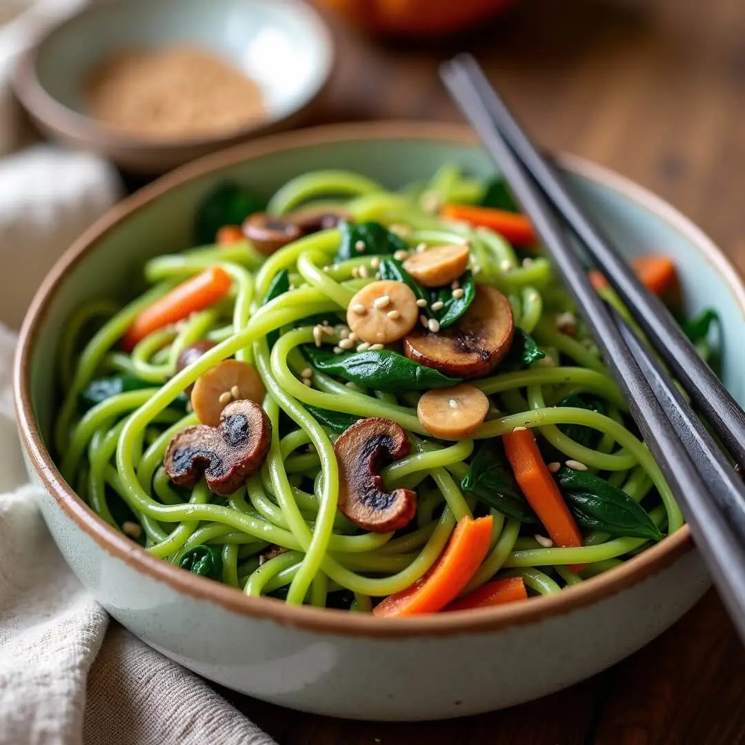 Lauwarmer Winter-Protein-Salat mit Bio Edamame Spaghetti - fitgrade.ch