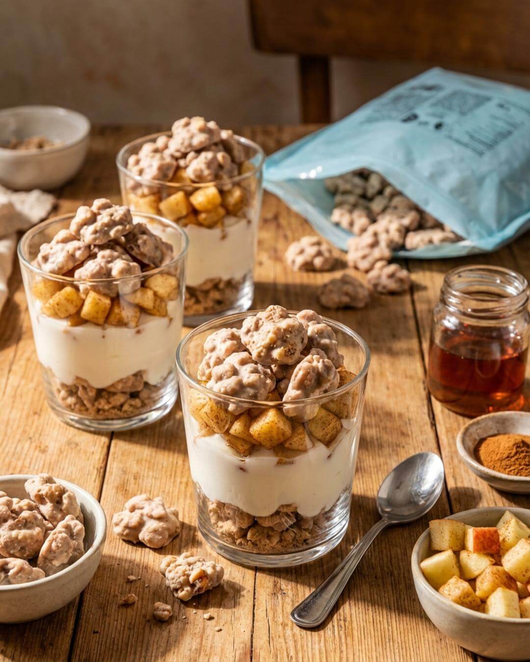 Apple-Pie-Dessertglas mit Joghurt und Apfel - fitgrade.ch