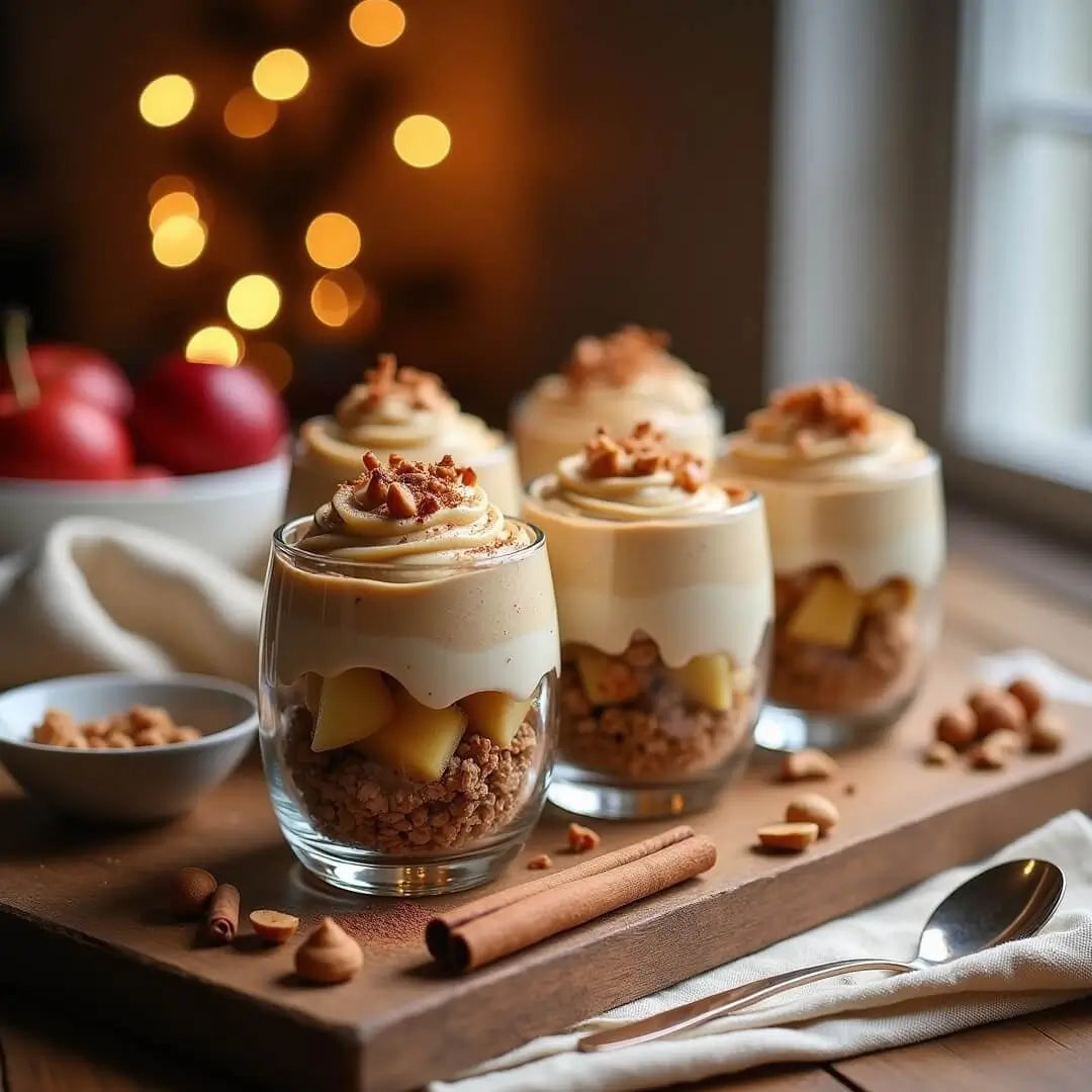 Schichtdessert mit Dattel-Haselnuss Creme und Zimtäpfeln - fitgrade.ch