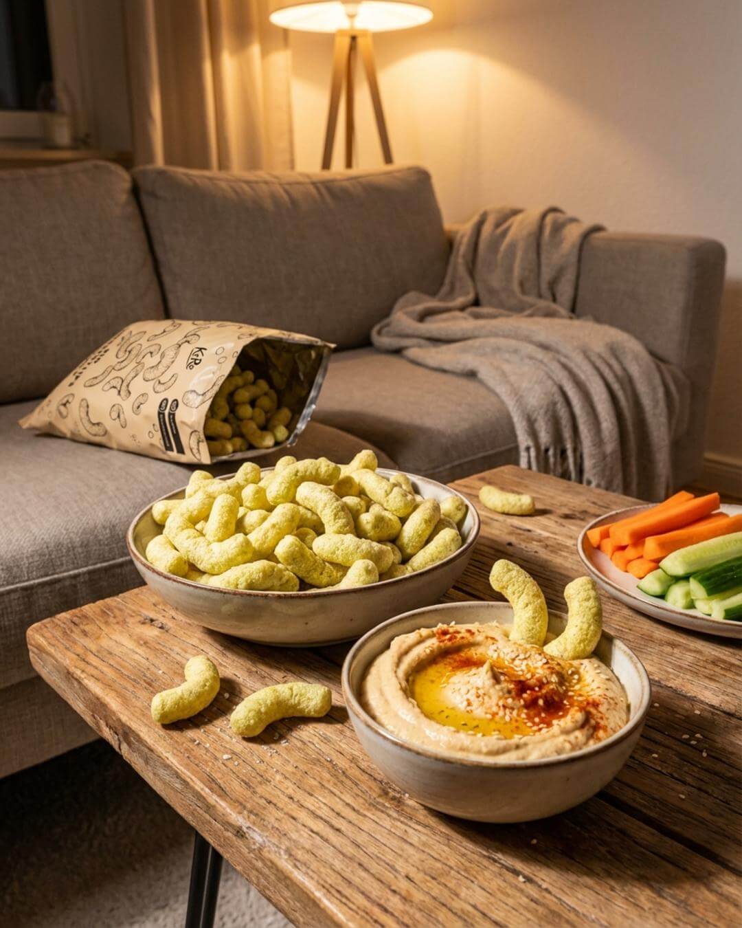 Knuspriger Erbsenflips-Hummus-Snack - fitgrade.ch