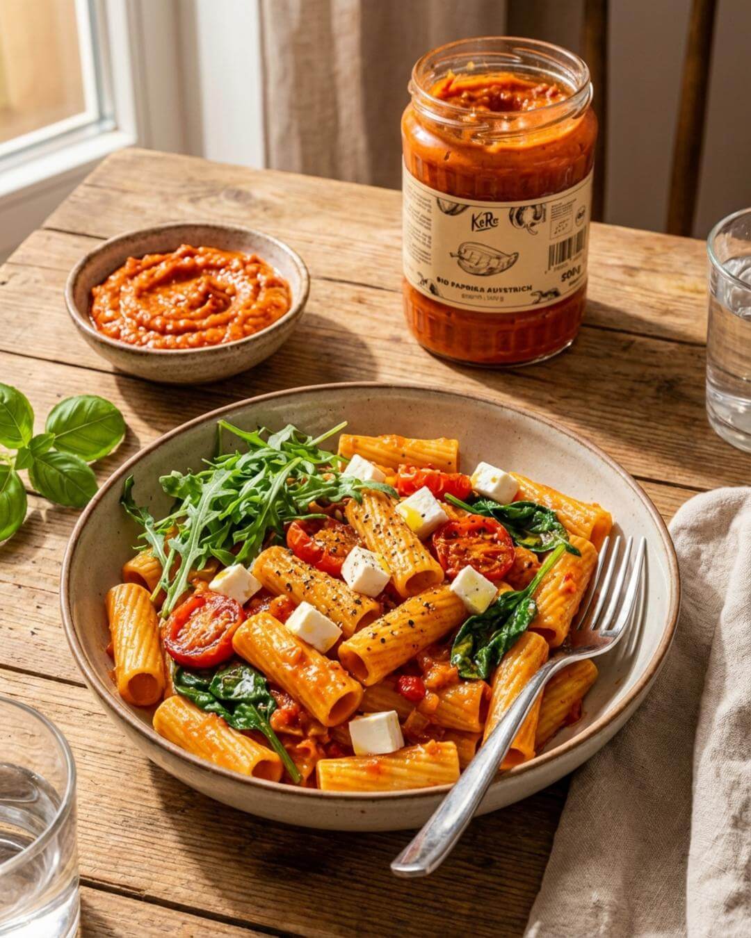 Cremige Paprika-Pasta aus Aufstrich - fitgrade.ch