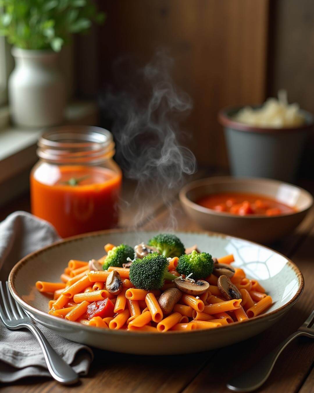 Cremige Winter-Pasta mit gerösteter Paprika - fitgrade.ch