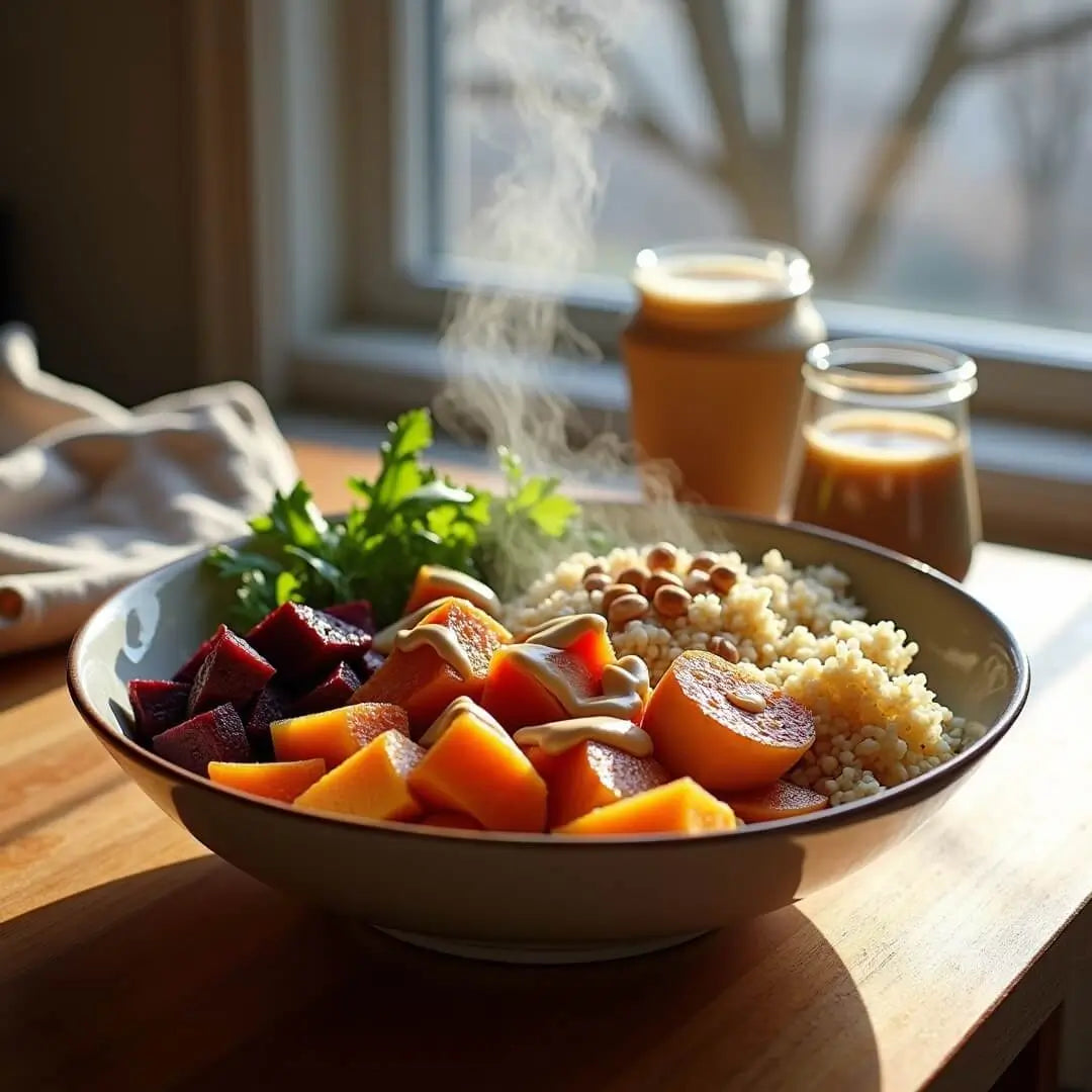 Cremige Pinienkern-Ofengemüse-Bowl - fitgrade.ch