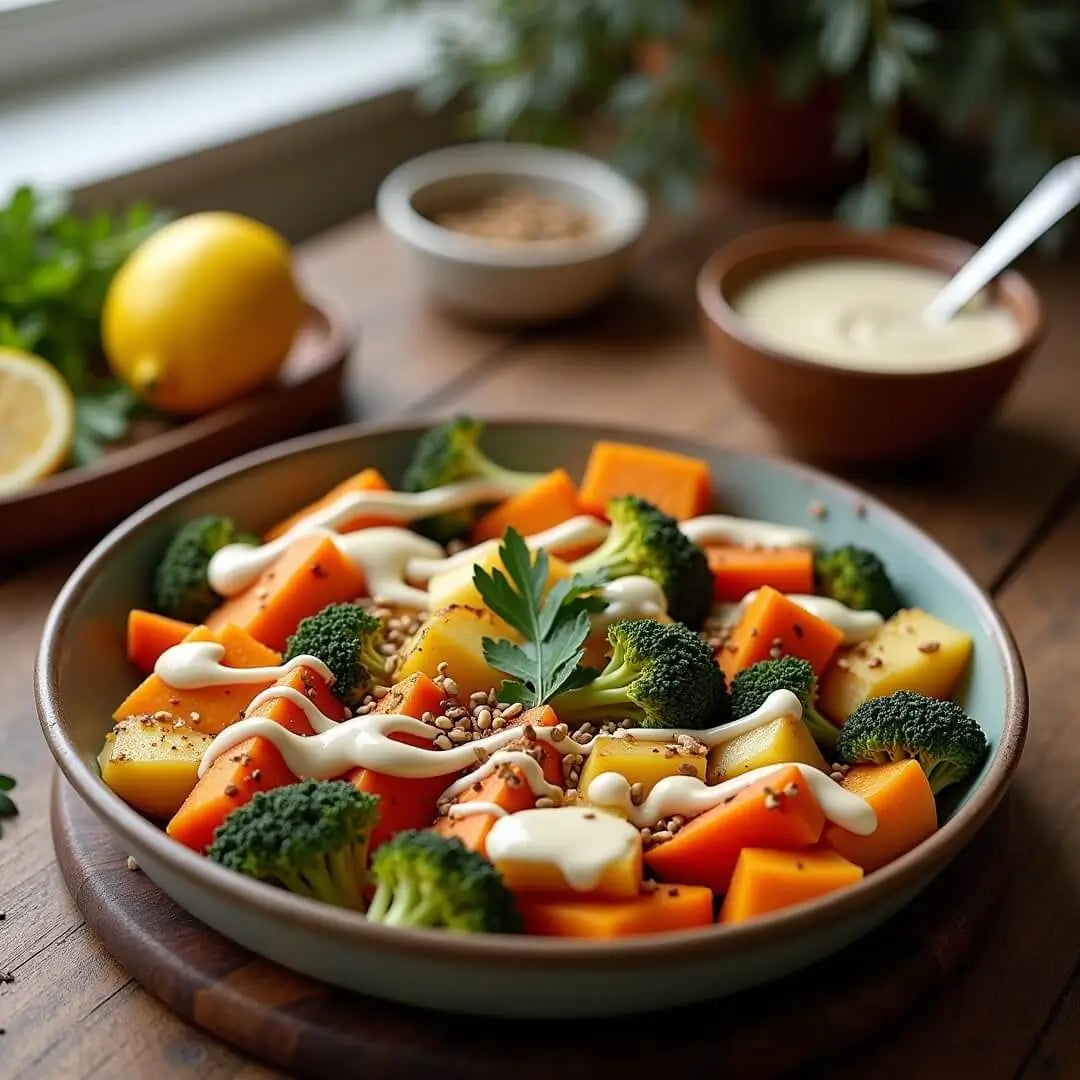 Cremige Tahin-Ofengemüsepfanne - fitgrade.ch