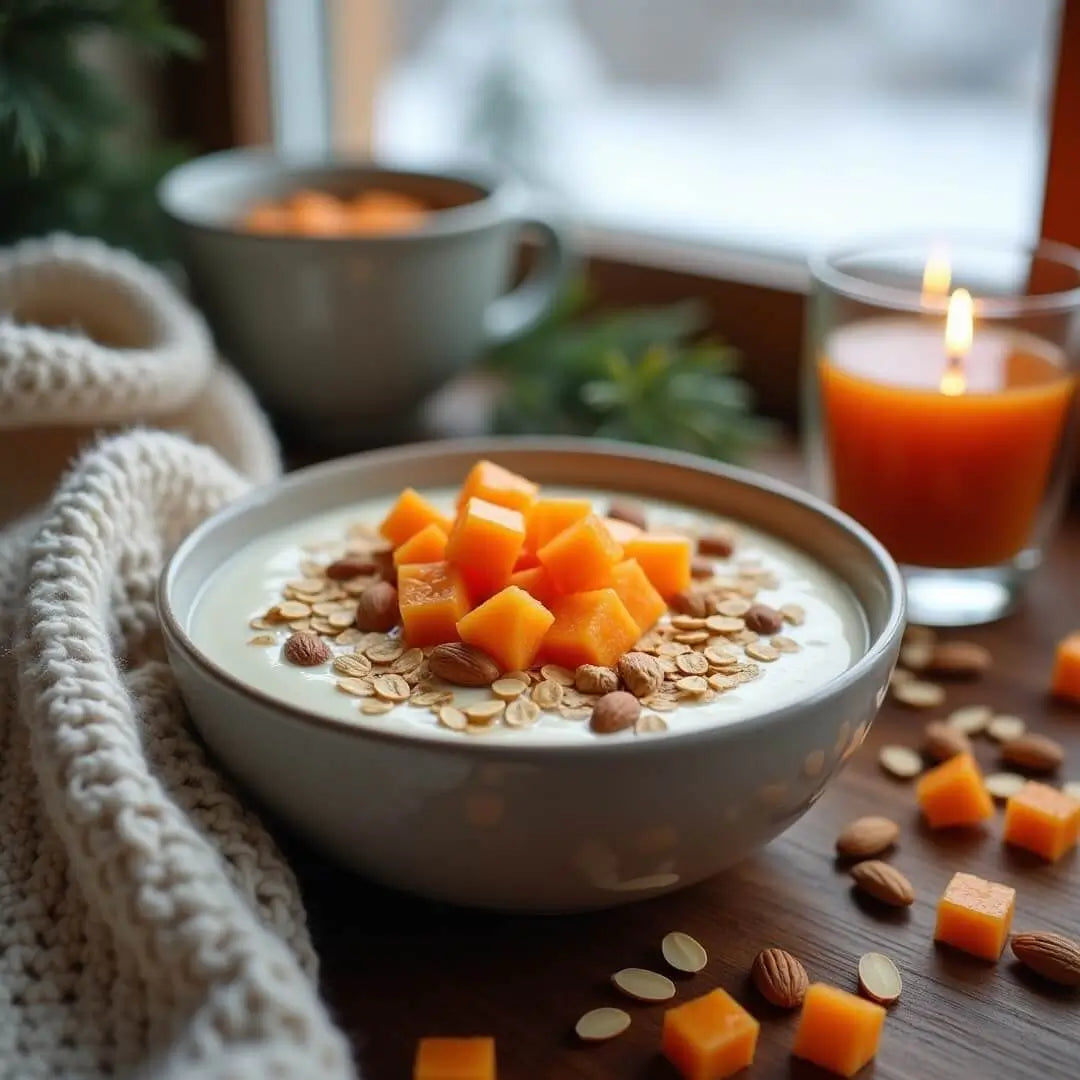 Winterliches Powerfrühstück mit getrockneter Cantaloupe-Melone - fitgrade.ch