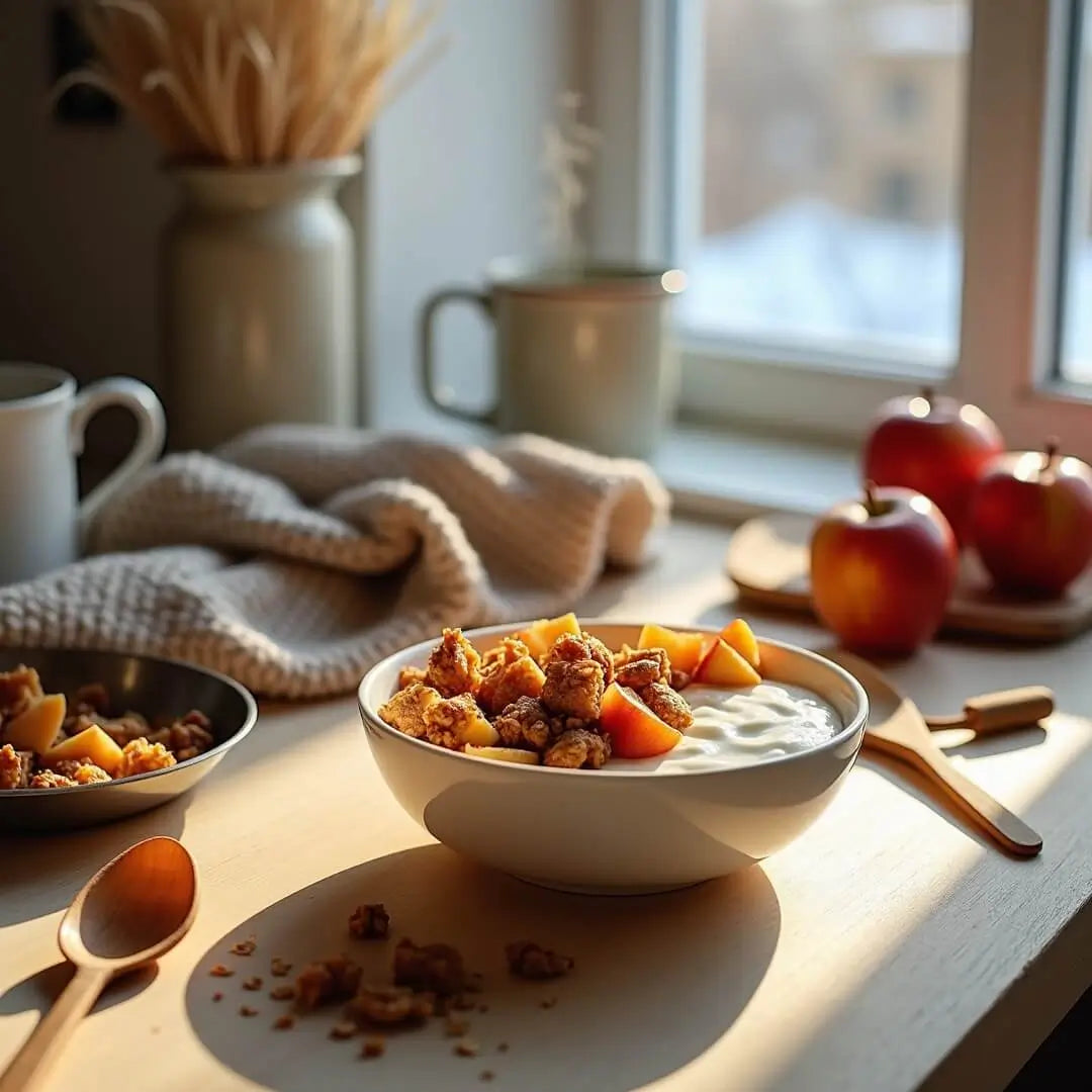 Lauwarmer Bratapfel-Granola-Start - fitgrade.ch