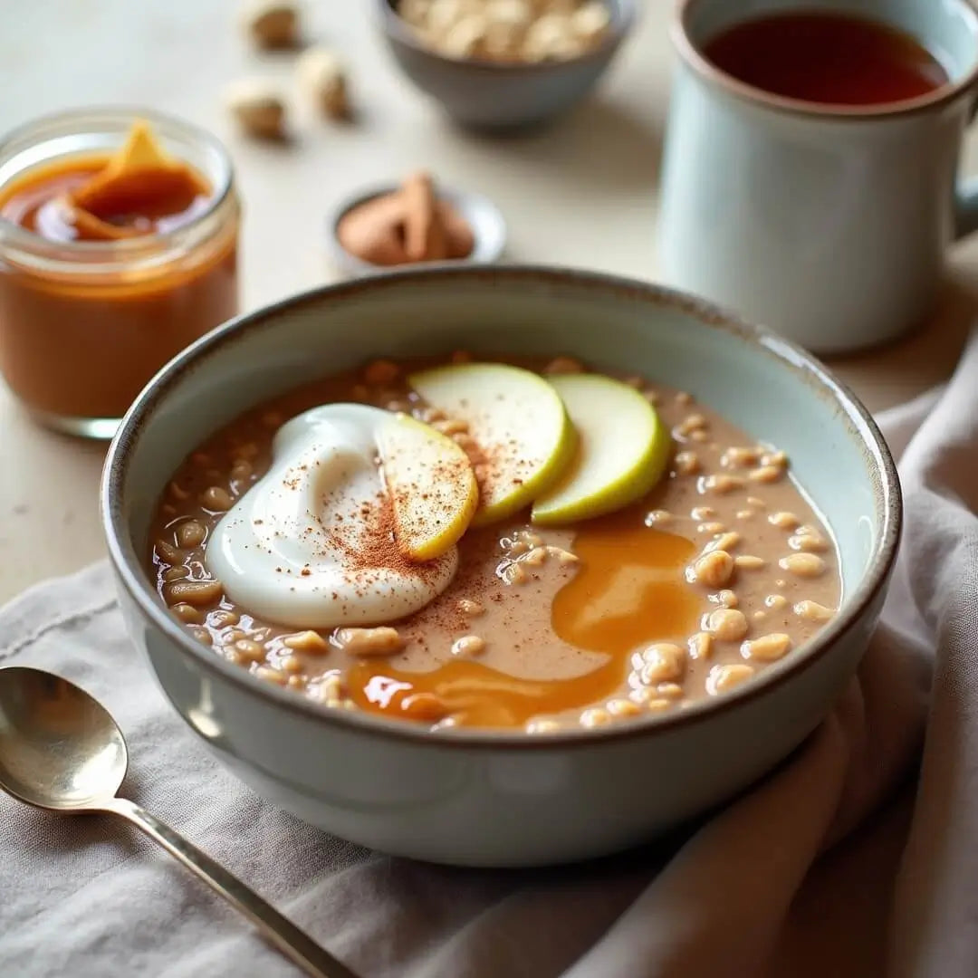 Cremige Salted-Caramel-Erdnuss-Porridge-Bowl - fitgrade.ch