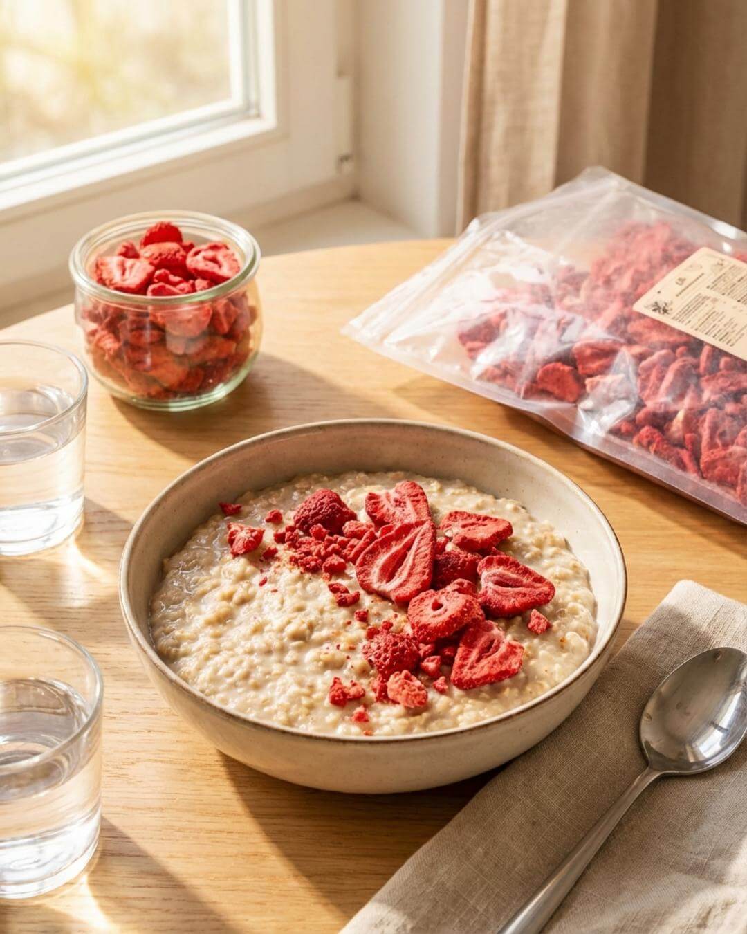 Cremiger Erdbeer-Crunch-Porridge - fitgrade.ch