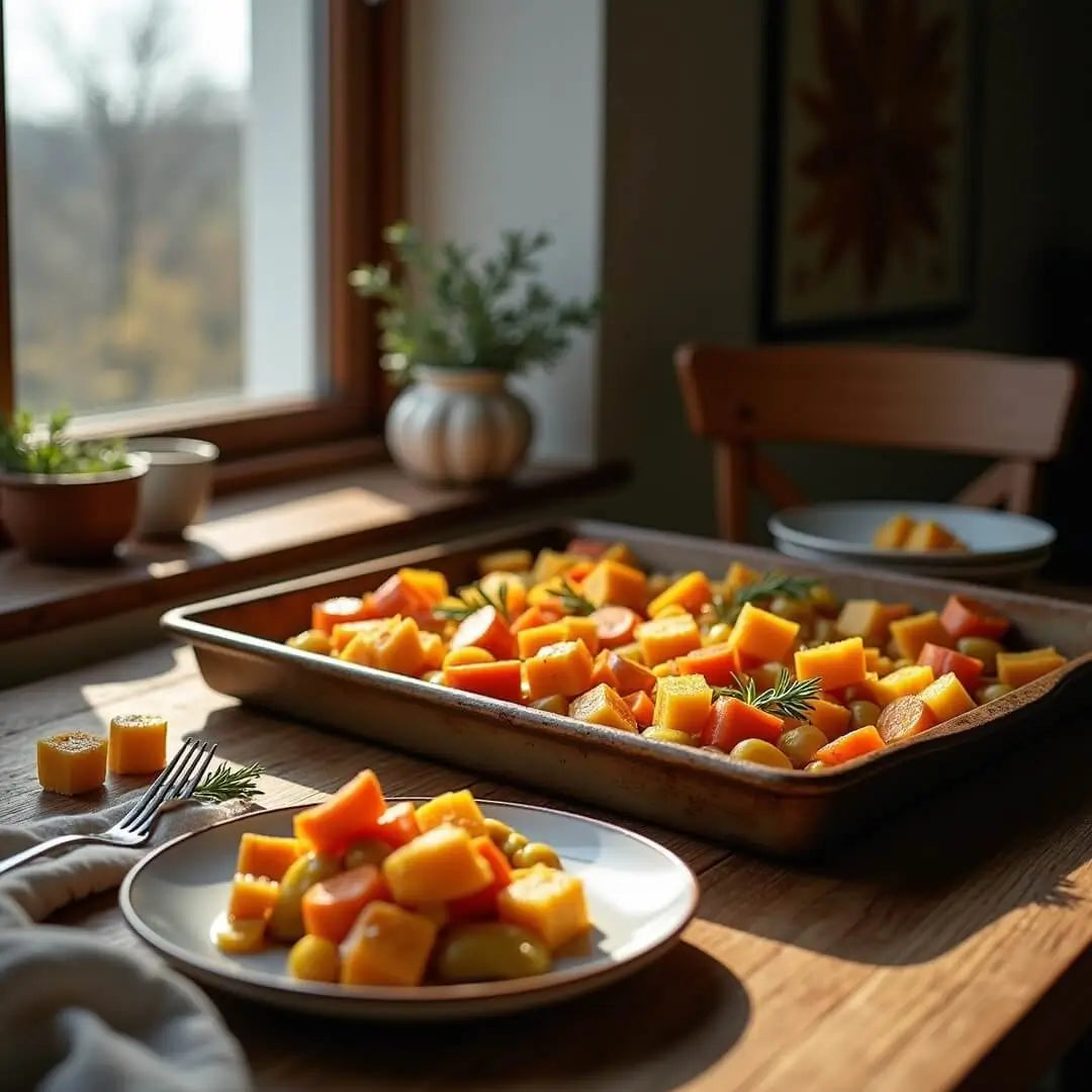 Herbstliches Ofengemüse mit knusprigem Gouda-Crunch - fitgrade.ch