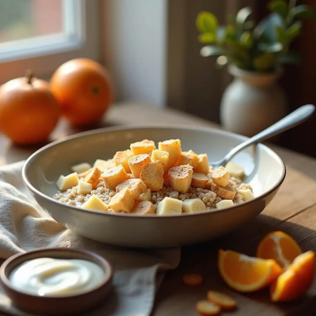 Herbstliches Zimt-Apfel-Porridge mit gepuffter Banane - fitgrade.ch