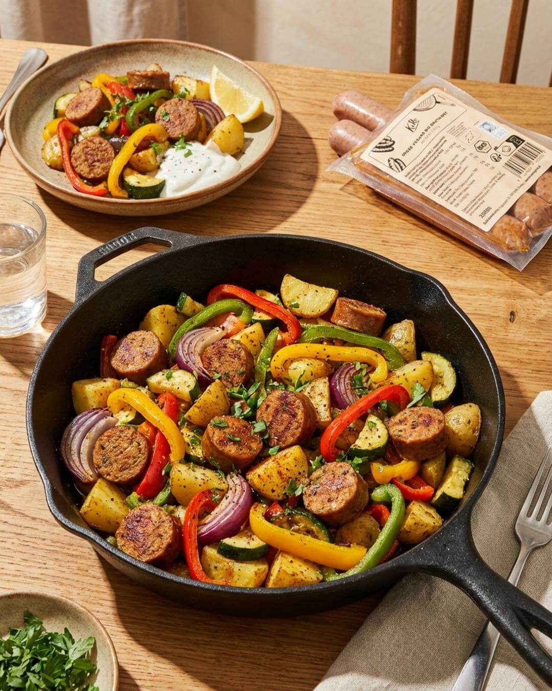 Vegane Bratwurst-Gemüsepfanne - fitgrade.ch