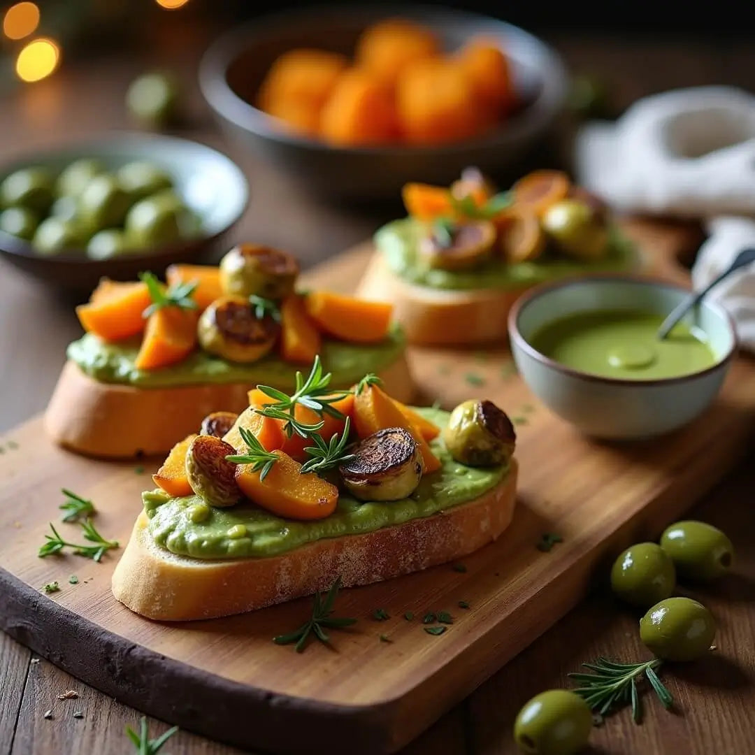 Winterliche Oliven-Crostini mit Ofengemüse - fitgrade.ch