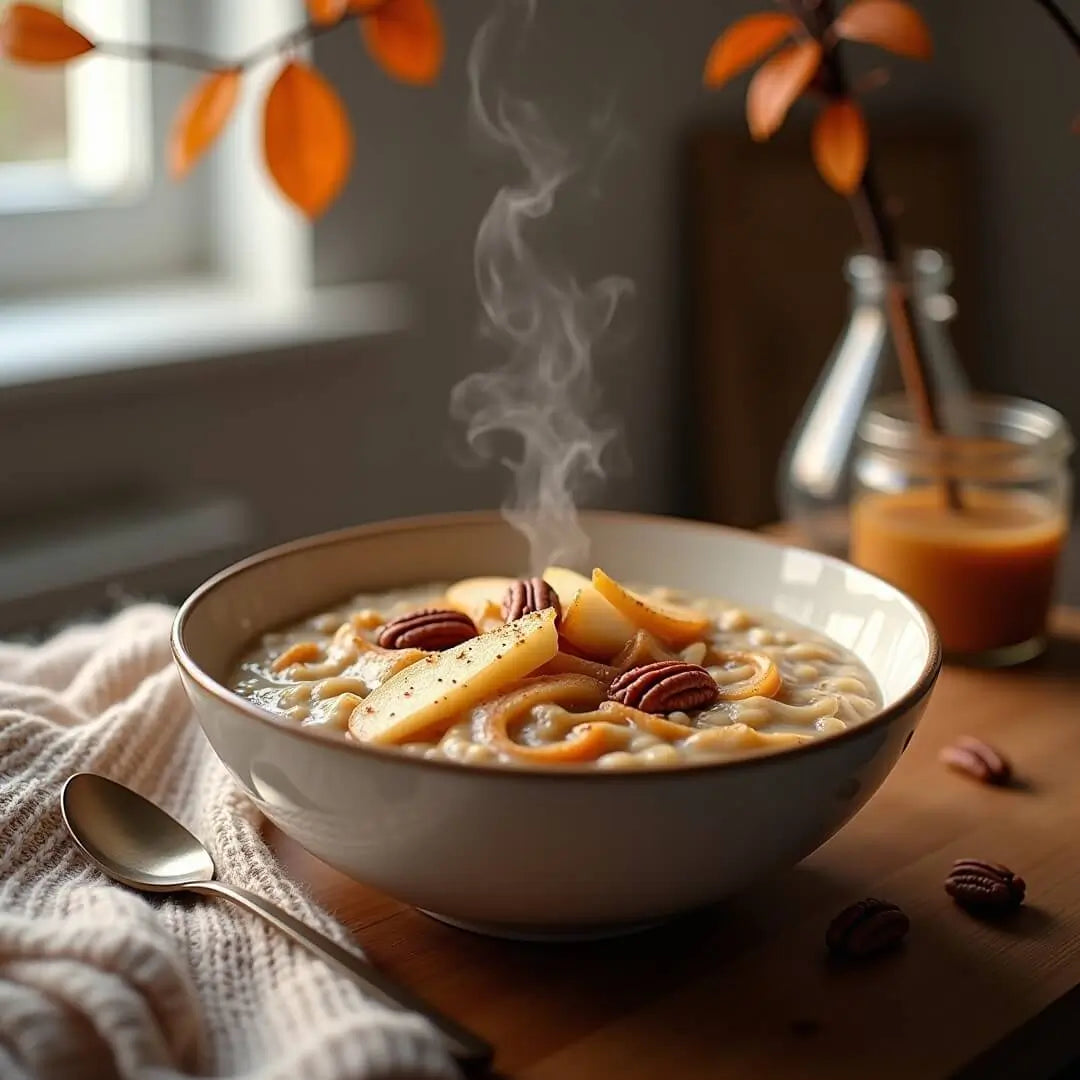 Warmes Pekannuss-Porridge mit Apfel und Birne - fitgrade.ch