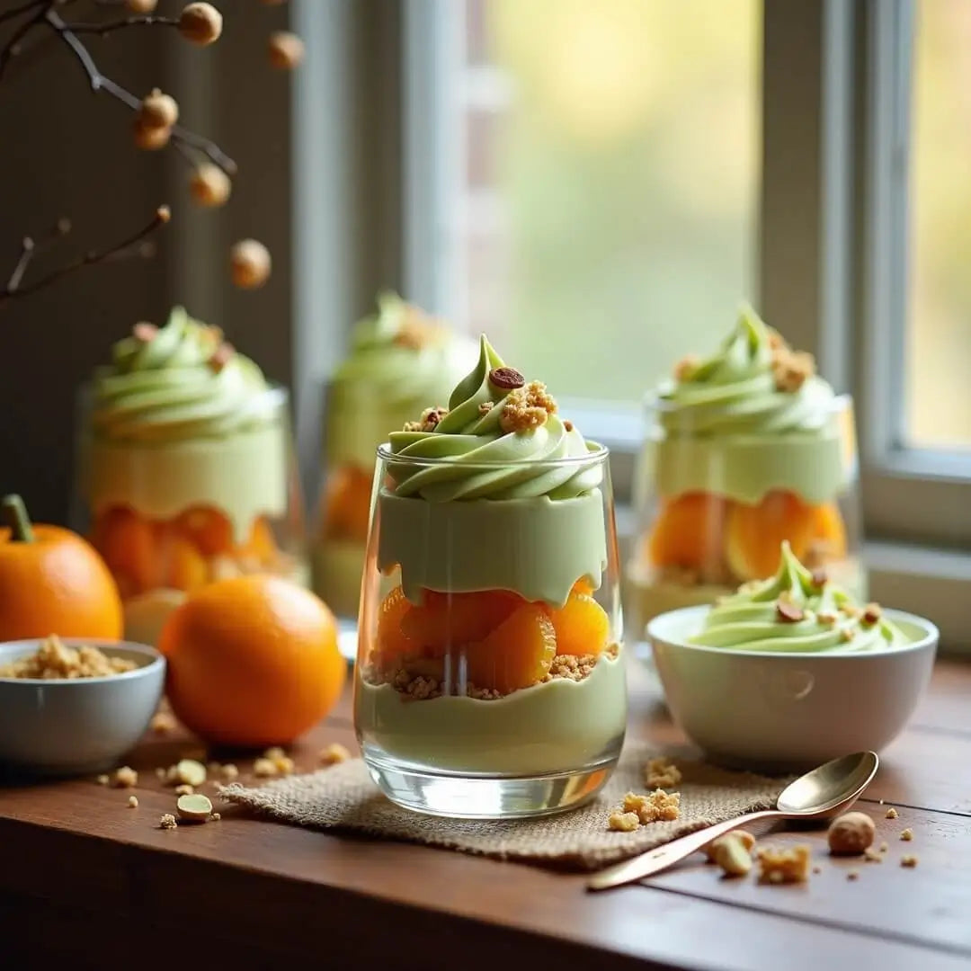 Winterliches Pistazien-Schichtdessert im Glas - fitgrade.ch