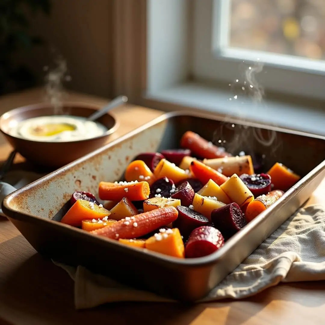 Herbstliches Ofengemüse mit Pyramidensalz-Crunch - fitgrade.ch