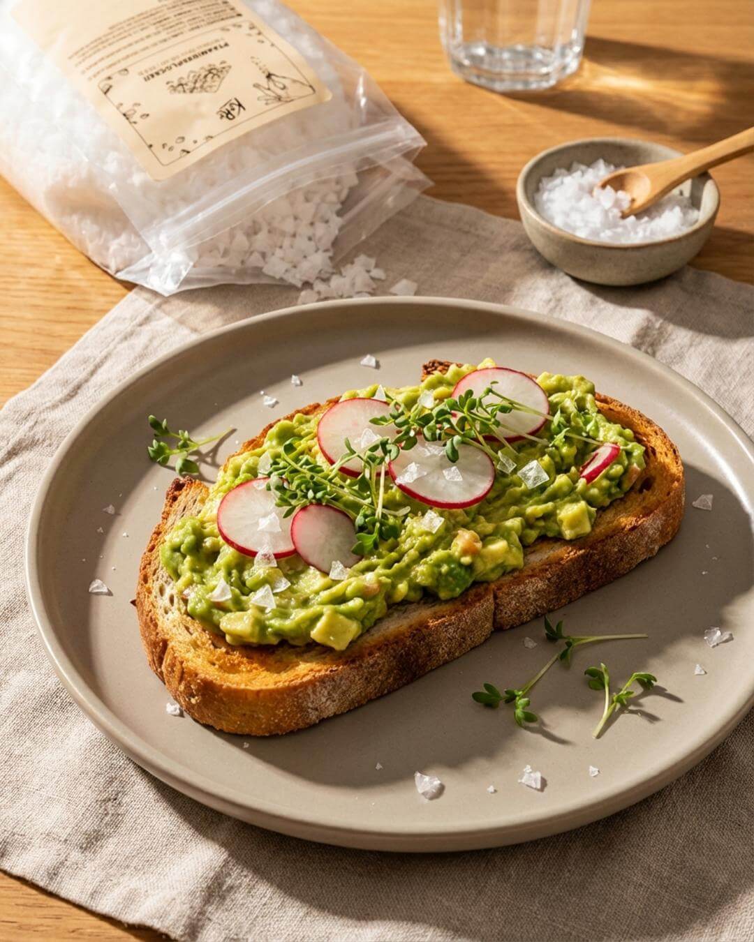 Knuspriger Avocado-Toast mit Pyramidensalz - fitgrade.ch